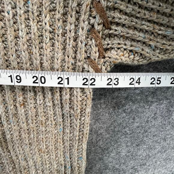 Vintage Y2K Chunky Knit Sweater XL Beige Cream Ribbed Turtleneck Cottage Cabin - Picture 7 of 13